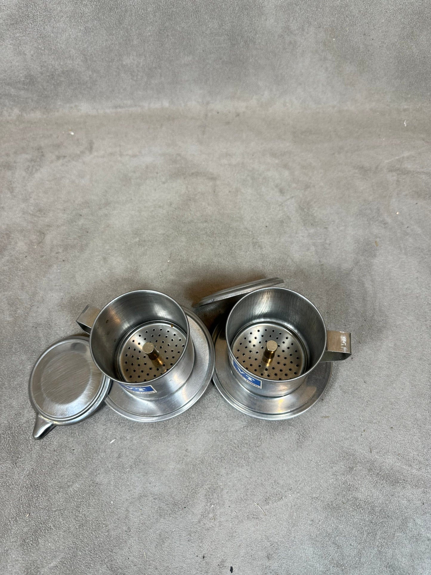 Set Vintage-Kaffeefilter aus Edelstahl, hergestellt in Frankreich