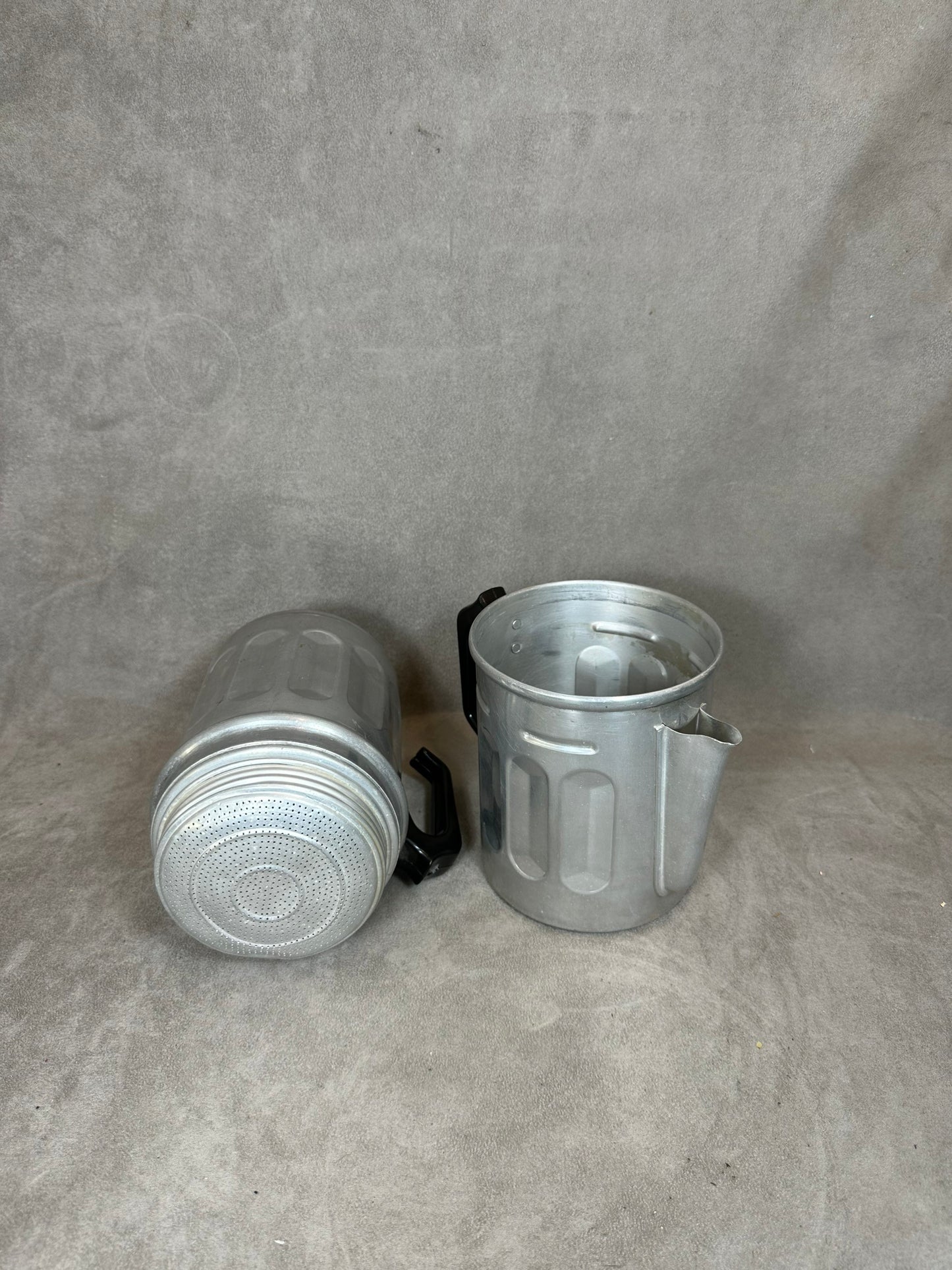 Vintage two-part double coffee maker in aluminum Made in France