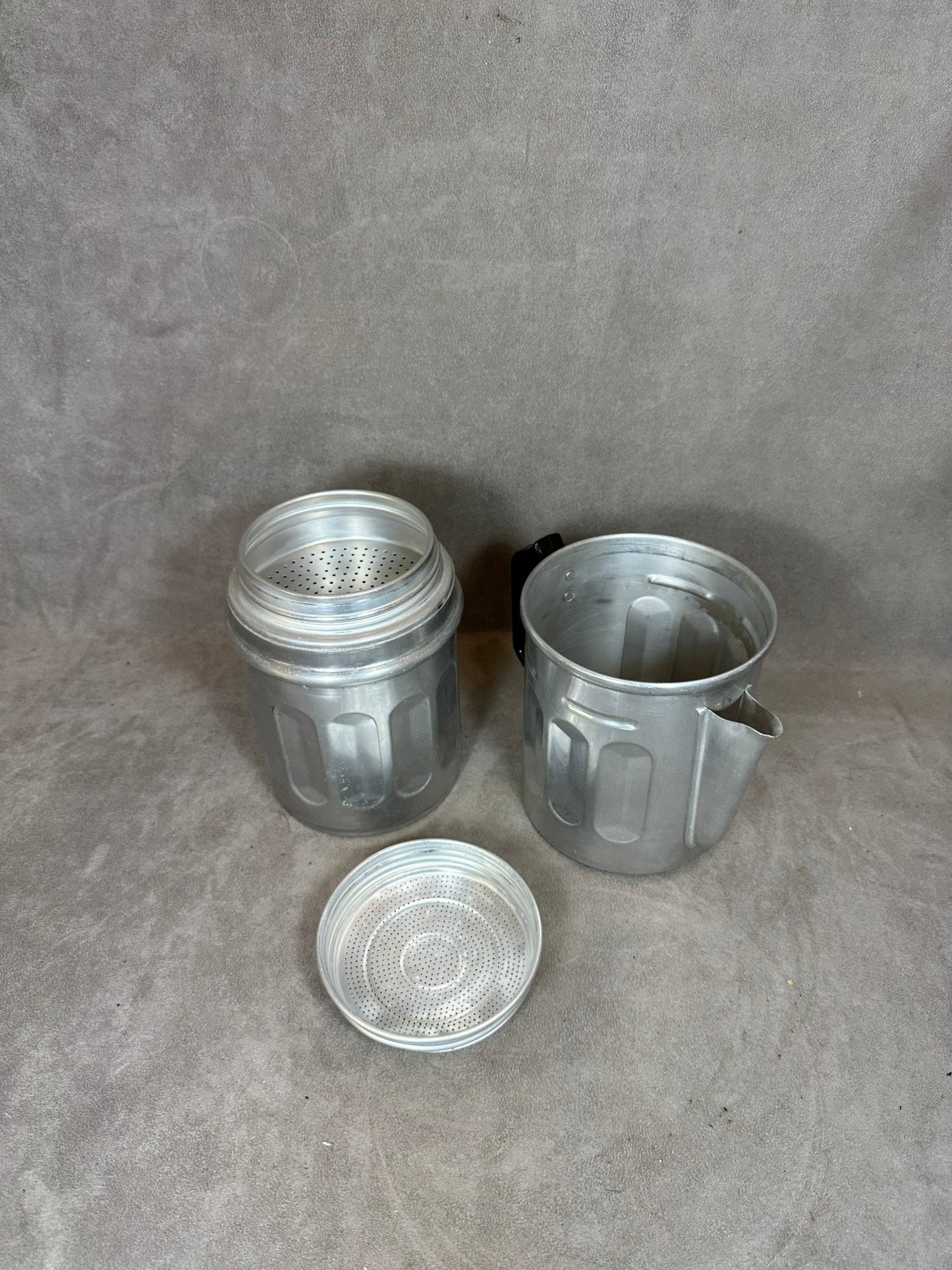 Vintage two-part double coffee maker in aluminum Made in France