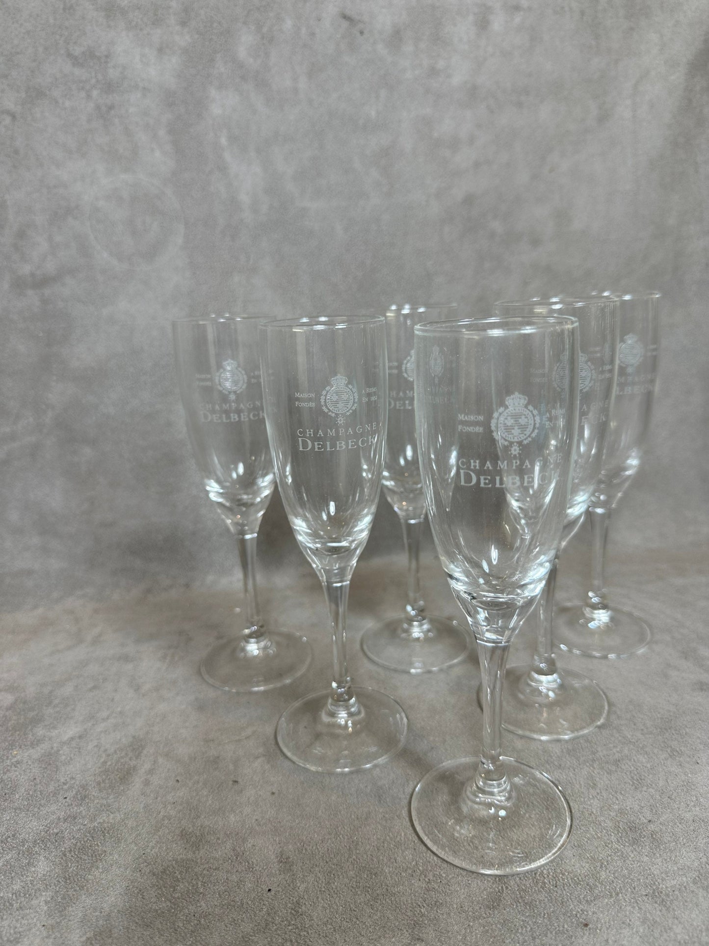 6 Flûtes Champagne Delbeck  vintage en verre Made in France