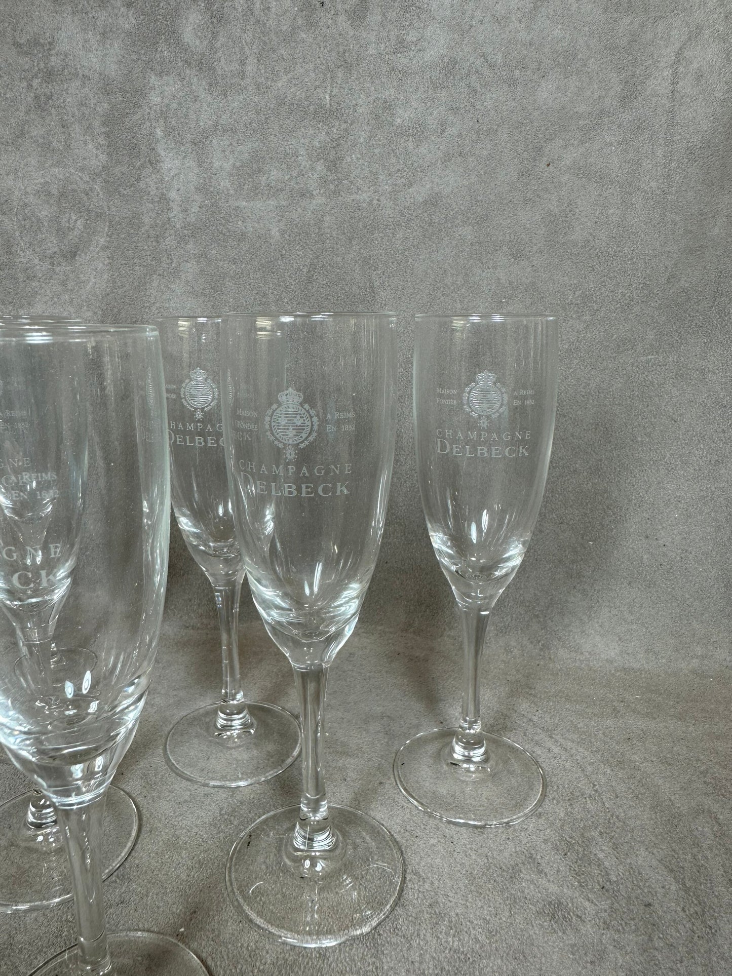 6 Flûtes Champagne Delbeck  vintage en verre Made in France