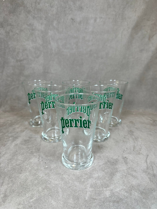 Set Perrier de 6 verres Perrier vintage made in France Années 1980