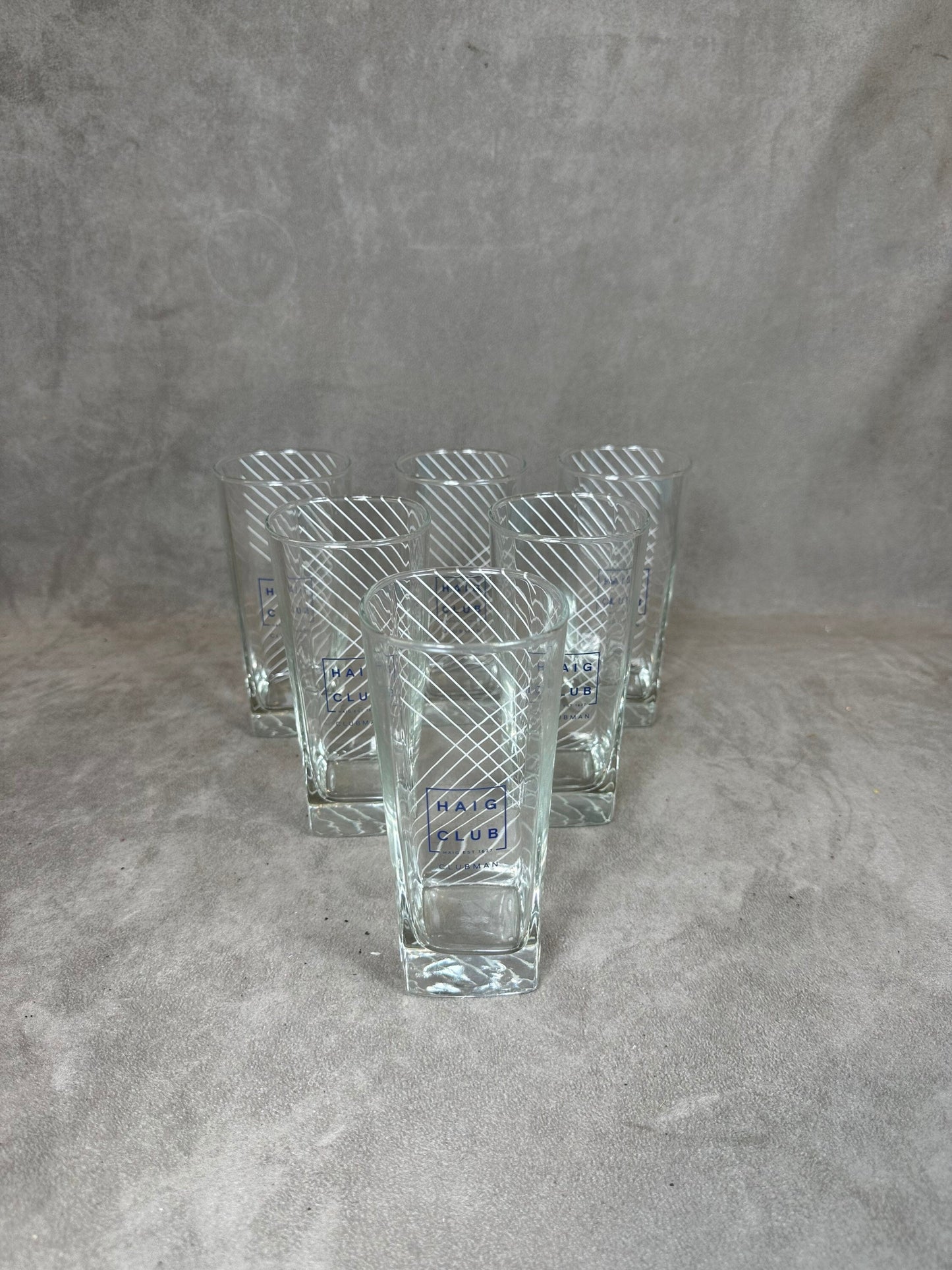 Set of 6 vintage Haig Club whisky glasses