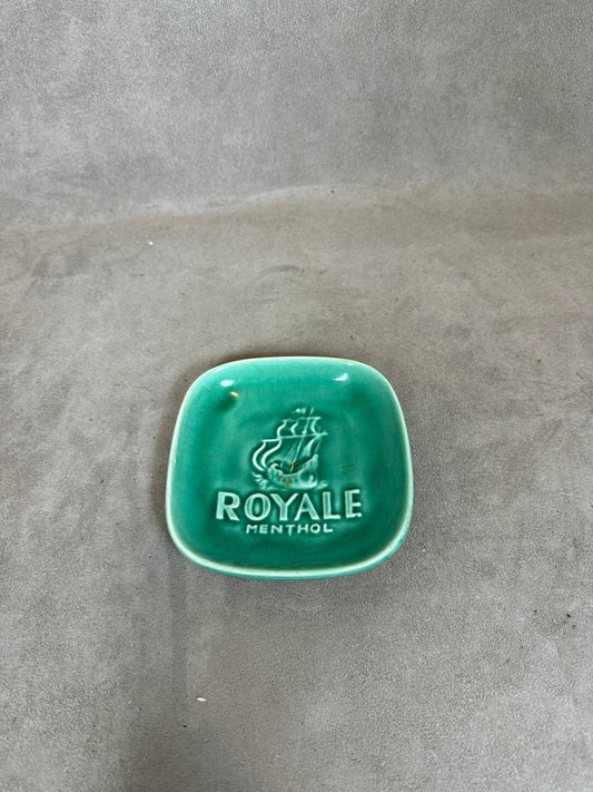 Cendrier vintage Royale Menthol en faience verte vintage faience Longchamp 1960