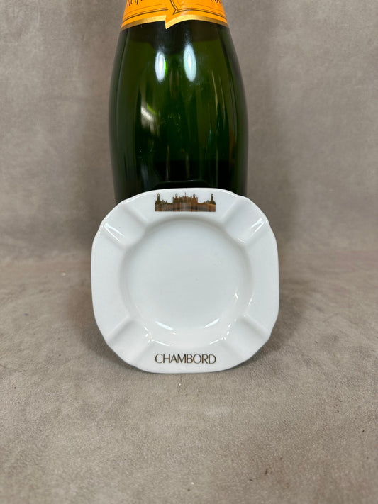 Small vintage white porcelain Chambord liqueur advertising ashtray