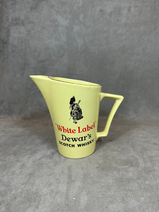 White Label Dewar's Scotch Whisky Vintage Wade Made in England Ceramic Advertising Jug