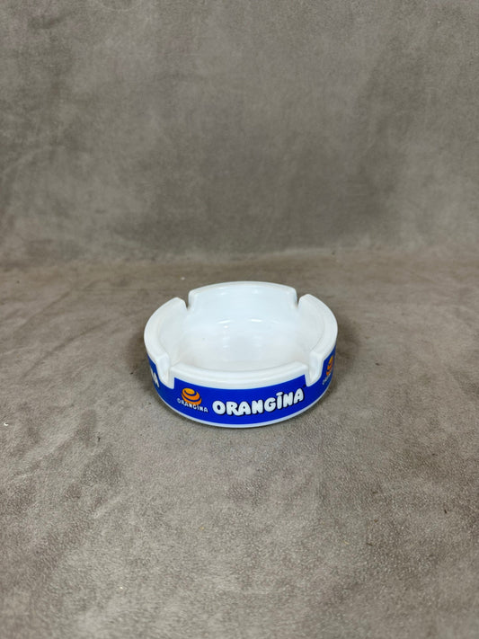 Cendrier en verre blanc vintage Orangina Made in France