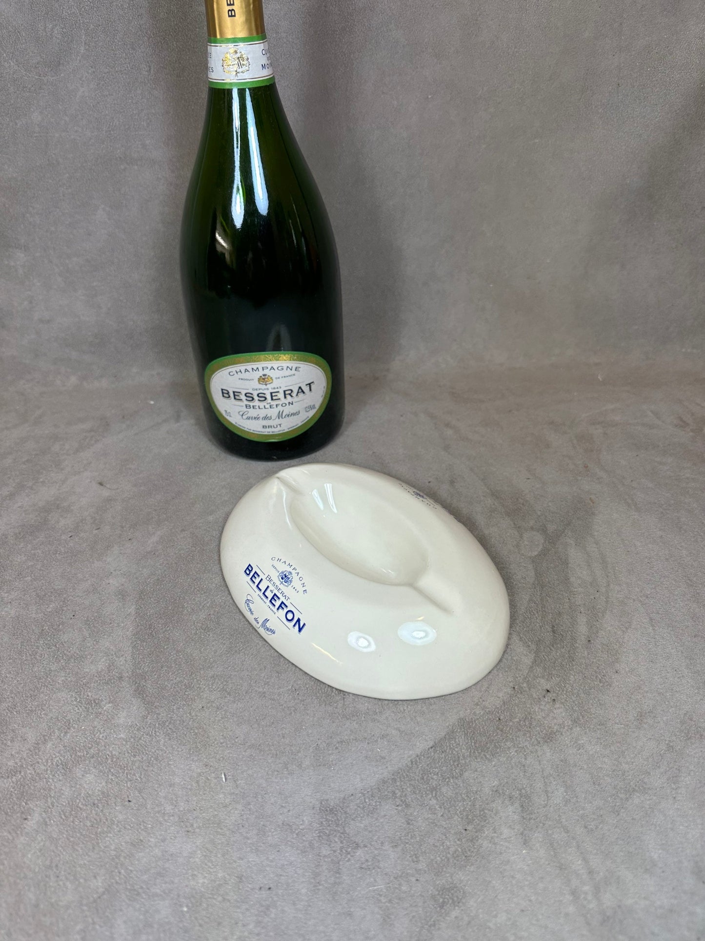 Ceramic Ashtray Red Fontaine Blanche Champagne Besserat de Bellefon Vintage Made in France