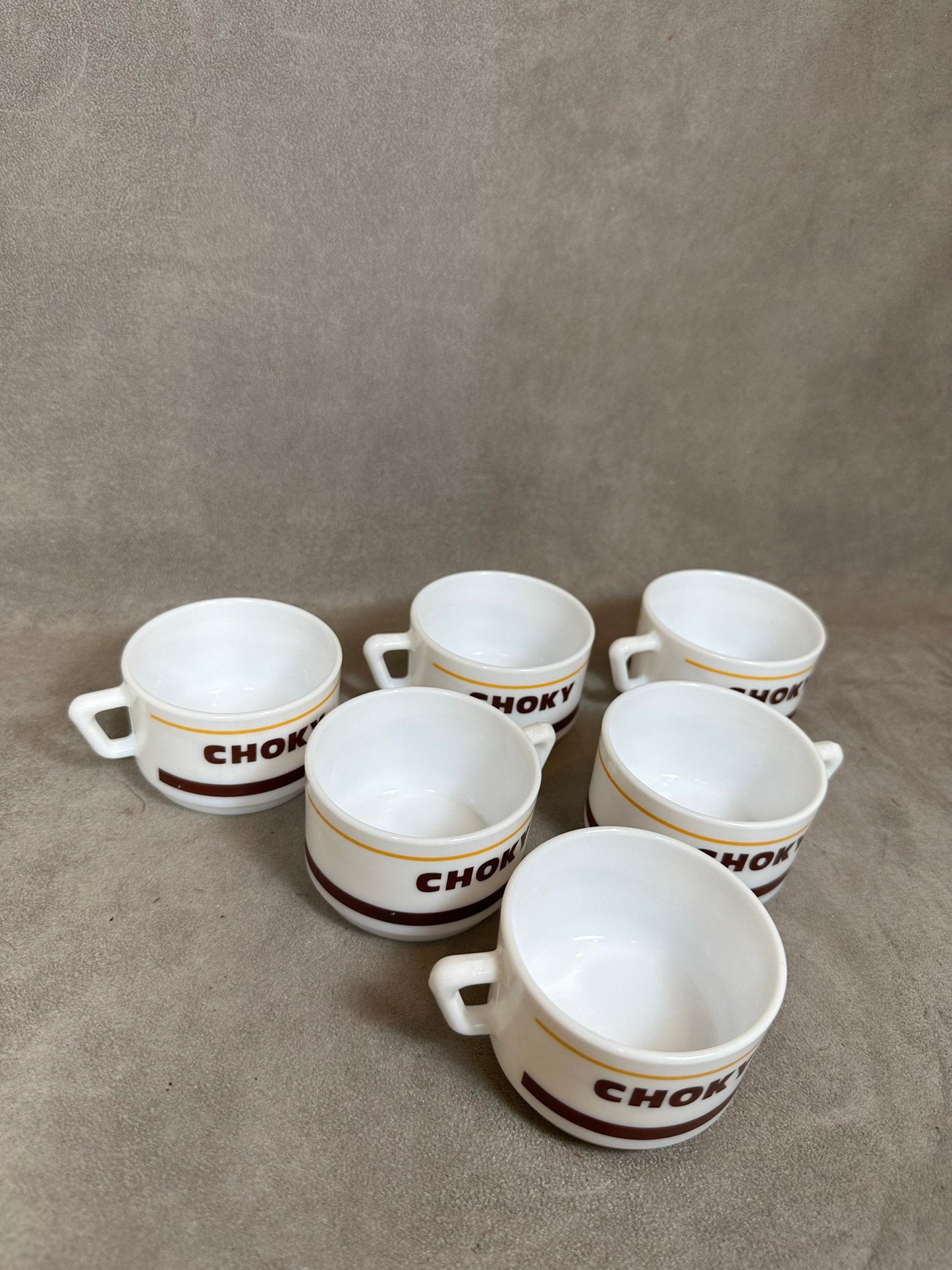 Service de 6 Tasses en Verre par Arcopal, CHOKY, Made in France, Vintage 1980