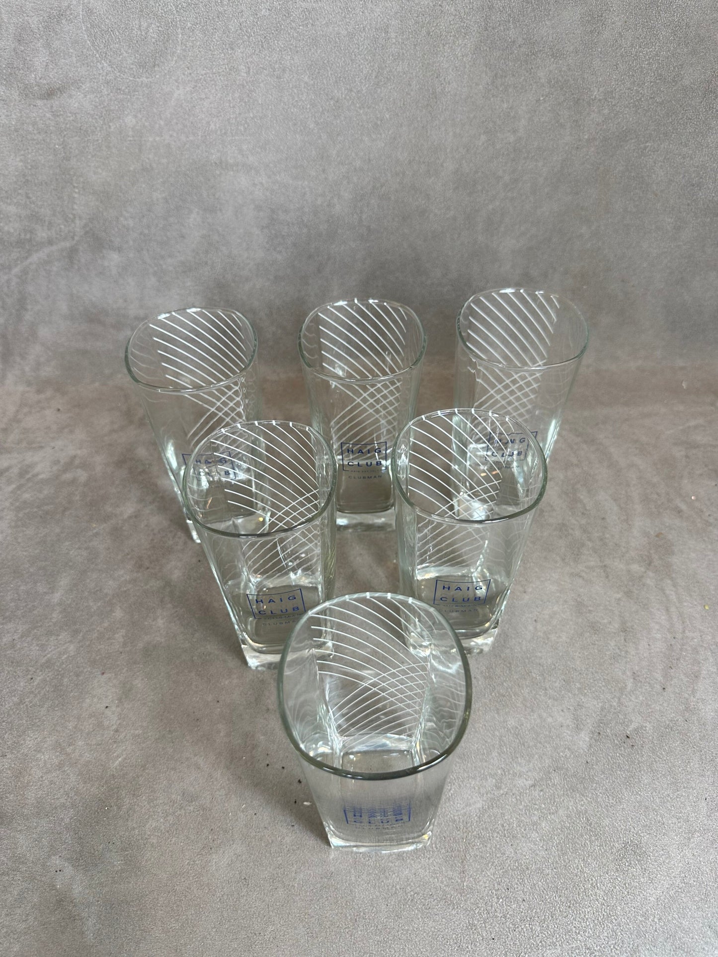 Set of 6 vintage Haig Club whisky glasses