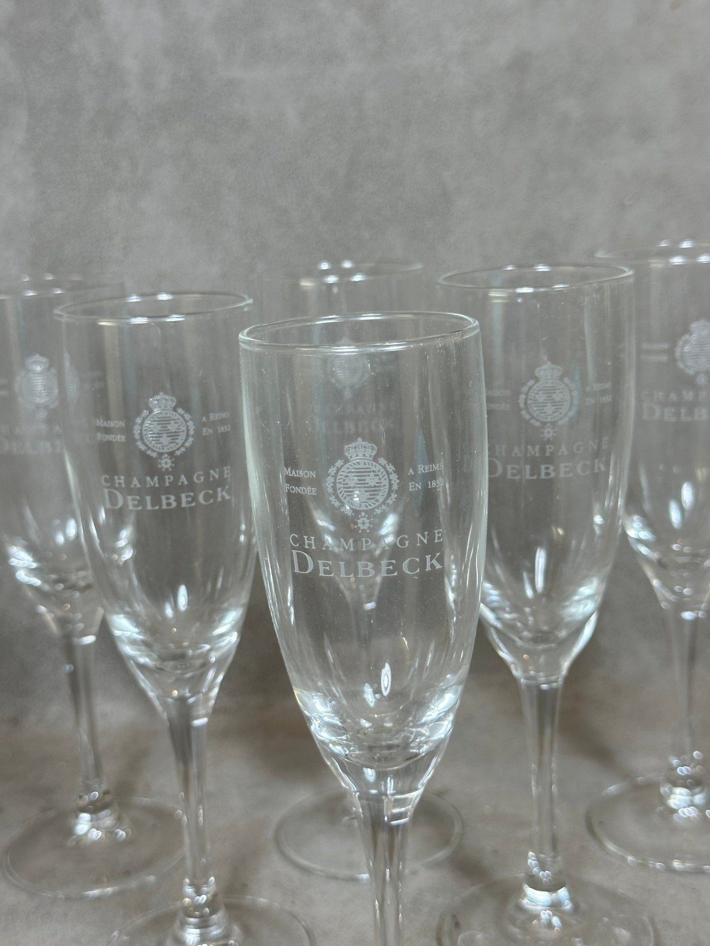6 Flûtes Champagne Delbeck  vintage en verre Made in France