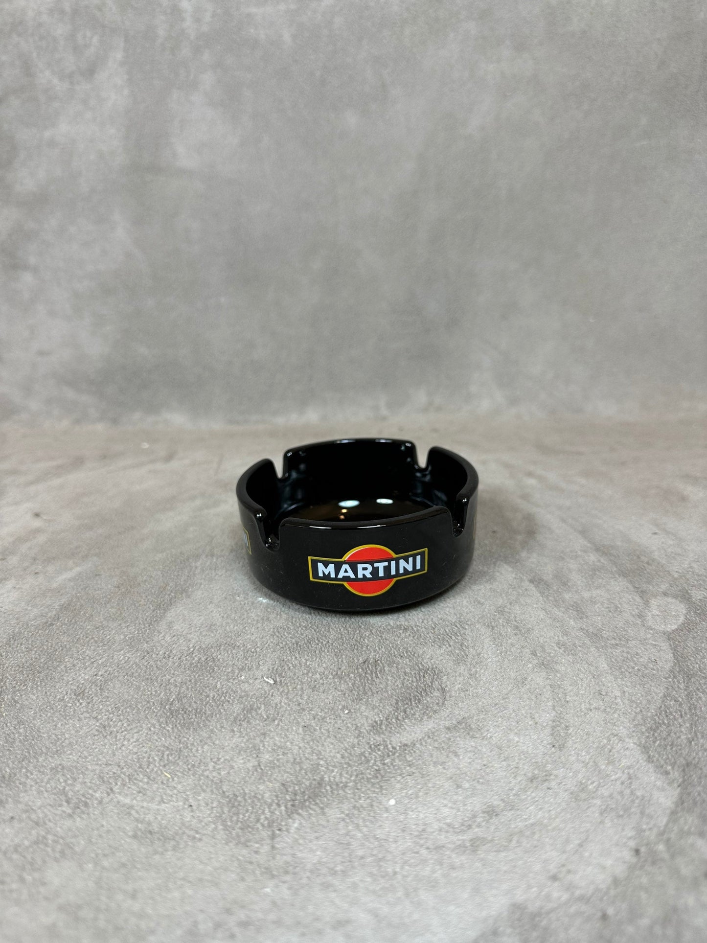 MARTINI vintage advertising ashtray in black glass Made in France