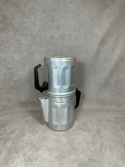Vintage two-part double coffee maker in aluminum Made in France