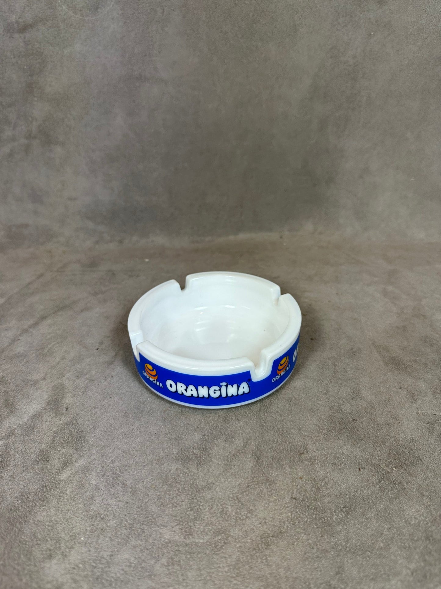 Orangina Vintage White Glass Ashtray Made in France