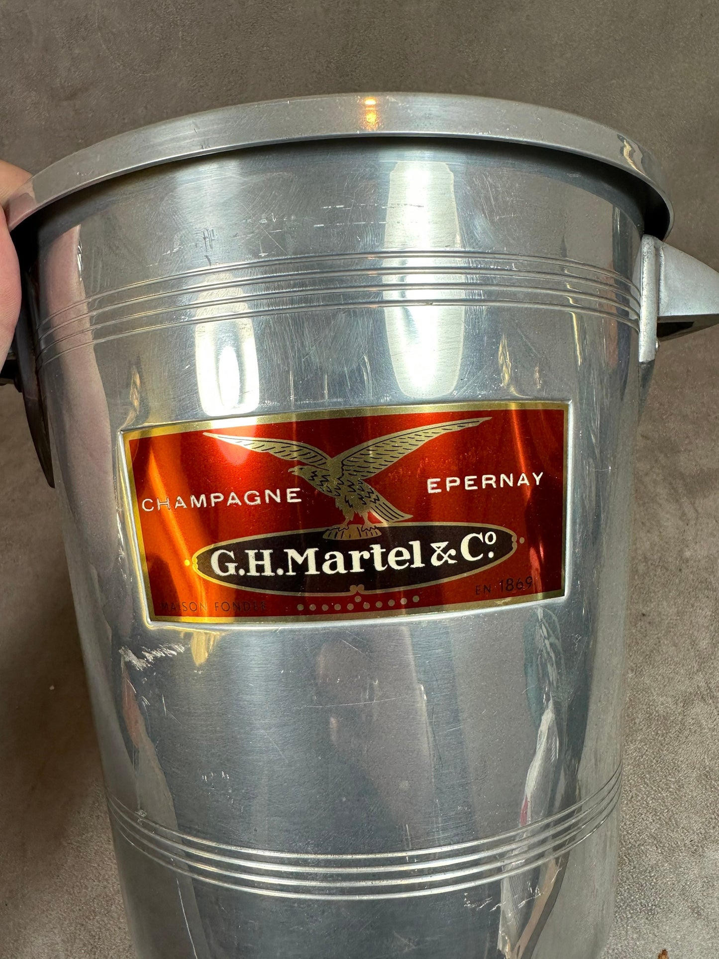Seau à champagne GH Martel&Co en métal Made in France Années 1970