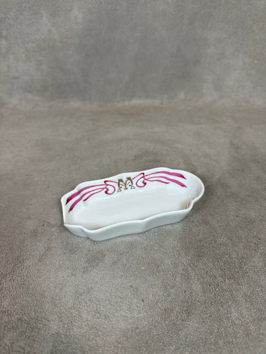 Vintage white earthenware ashtray Maxim's de Paris Made in France 1970s