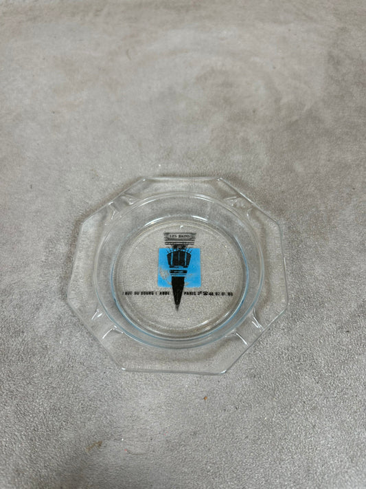 Advertising ashtray from the famous Parisian restaurant-club Les Bains vintage in glass