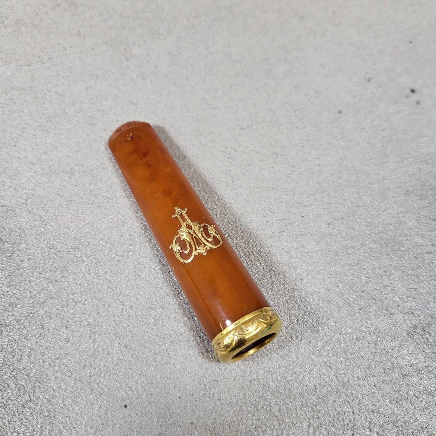 VERY RARE Fume cigarette vintage en ambre et or massif poinçonné 1920