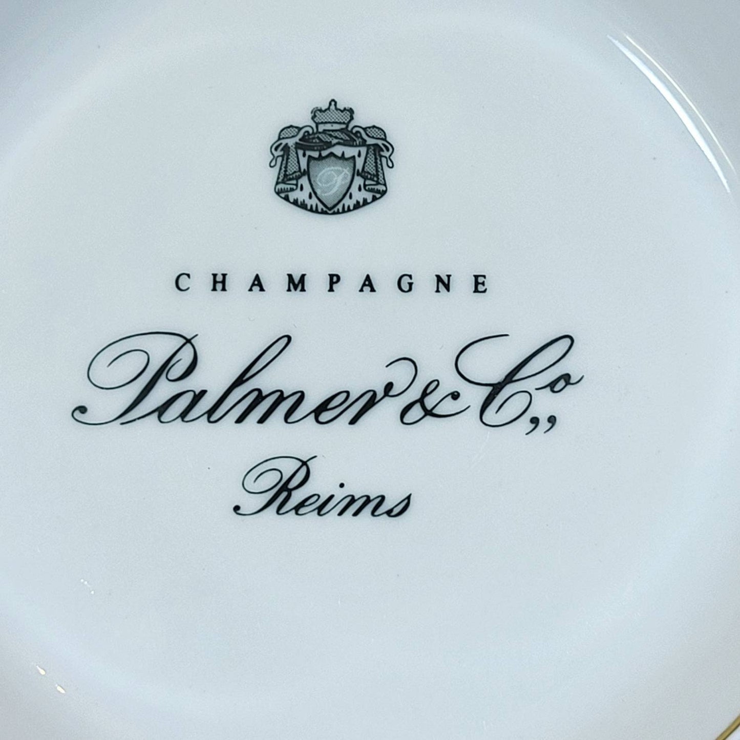 Cendrier publicitaire en faience vintage champagne Palmer&co Made in France Années 1980