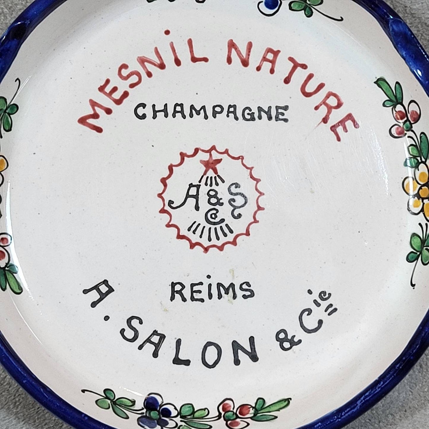 RARE Magnifique Cendrier champagne Salon en faïence Renolleau vintage champagne Années 1960