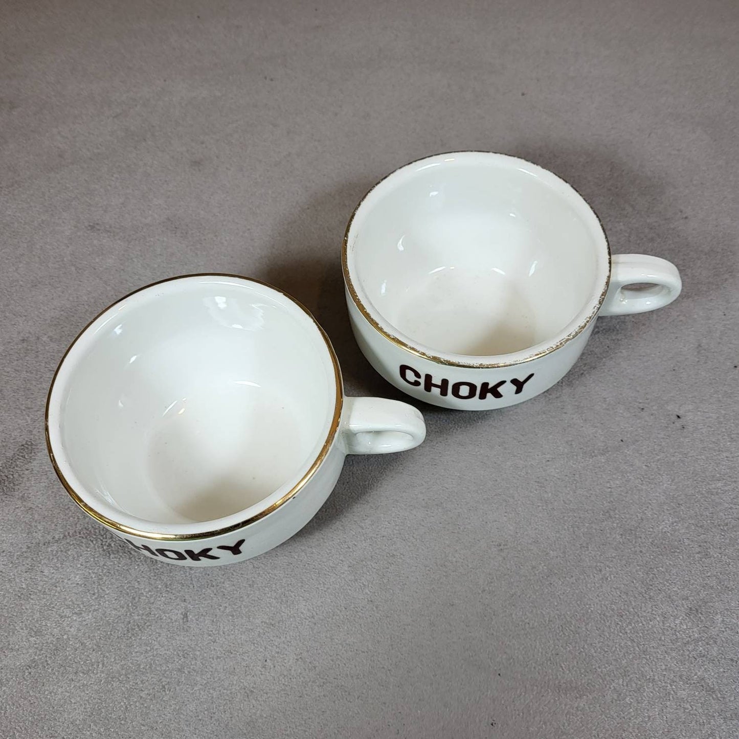 Set of 2 earthenware cups, CHOKY, by Moulin des Loups, Made in France, Vintage 1980