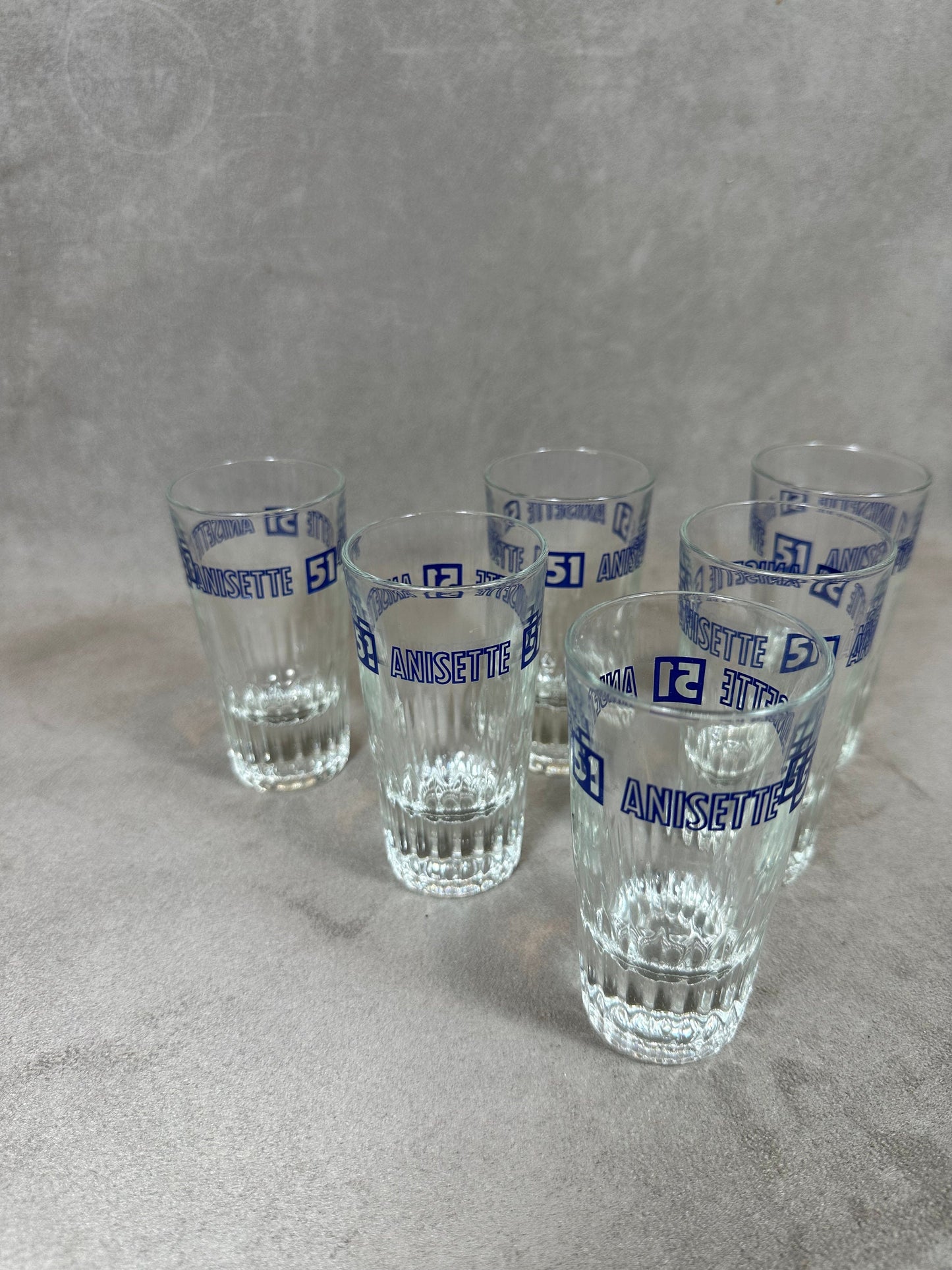 Set of 6 Pastis glasses Pastis 51 in vintage retro glass Made in France 1970s