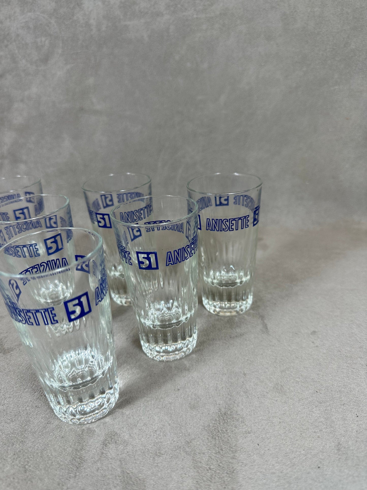 Set of 6 Pastis glasses Pastis 51 in vintage retro glass Made in France 1970s