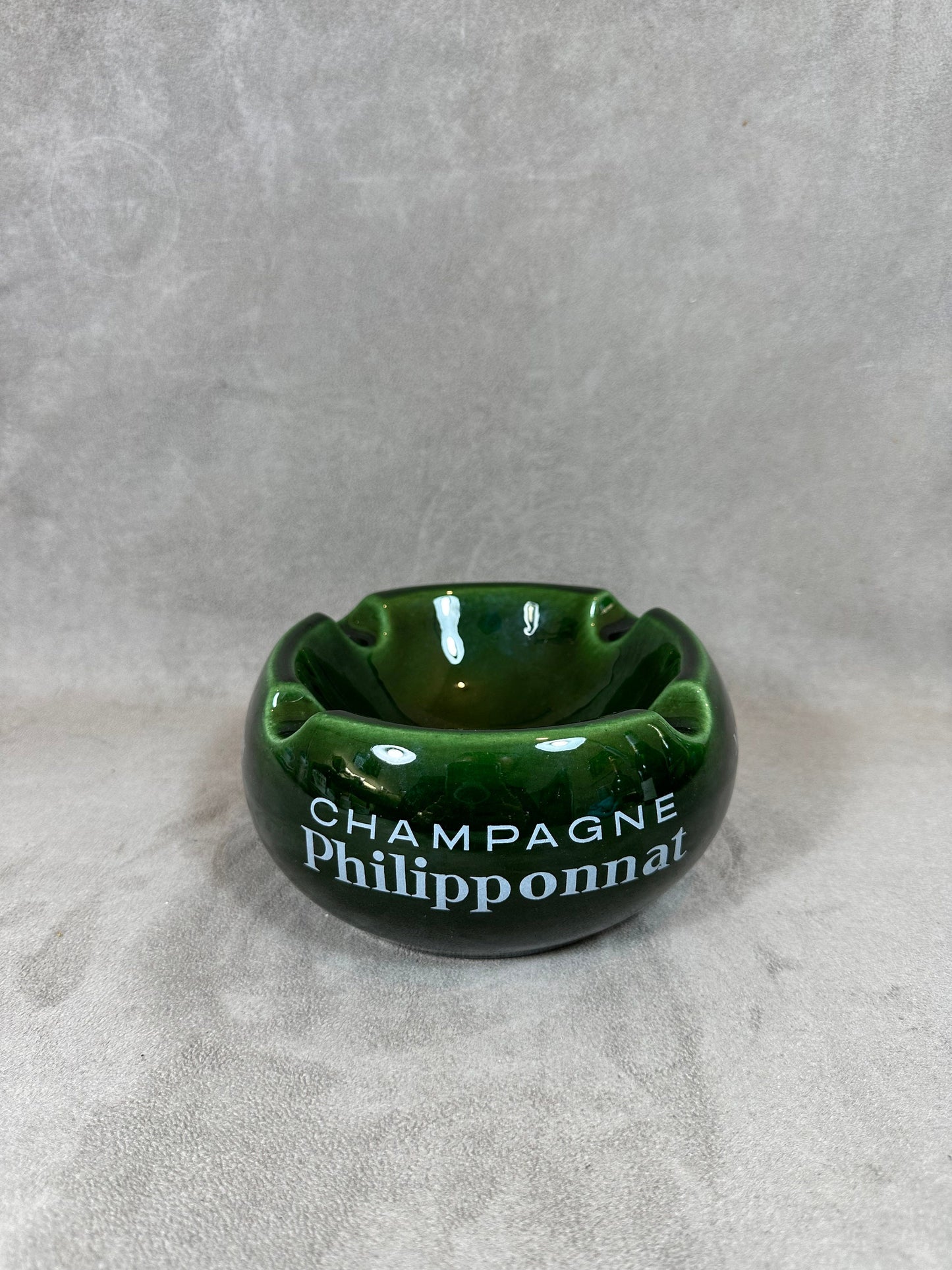 Werbeaschenbecher aus Steingut, Champagne Philipponnat, von Villenauxe en Champagne, Made in France, Vintage 1980