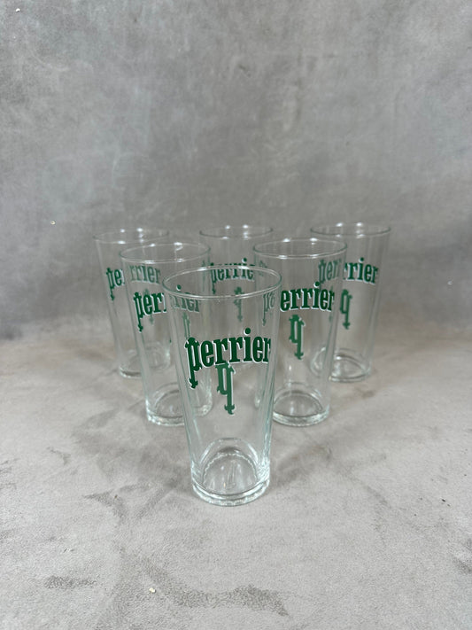 Set Perrier de 6 verres Perrier vintage made in France Années 1980