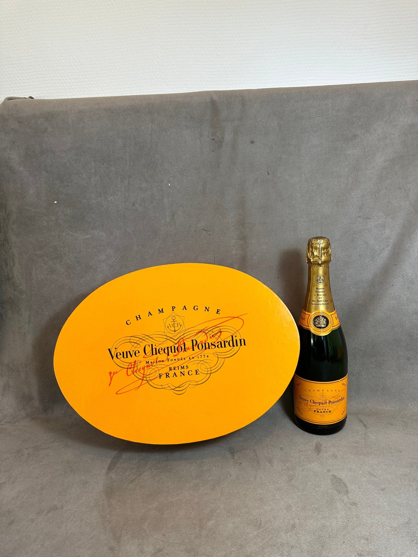 Veuve Clicquot Ponsardin Champagne Cardboard Bottle Case, Made in France, Vintage 2000