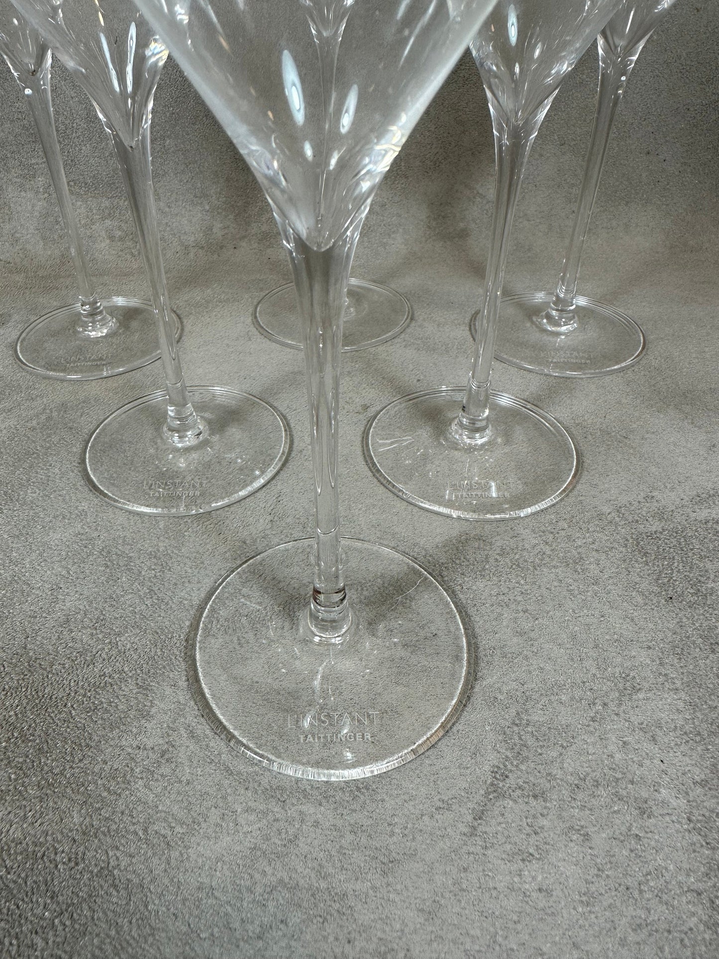 RARE 6 Lehmann Reims flutes for Taittinger collector "L'instant Taittinger" Vintage Taittinger crystal champagne