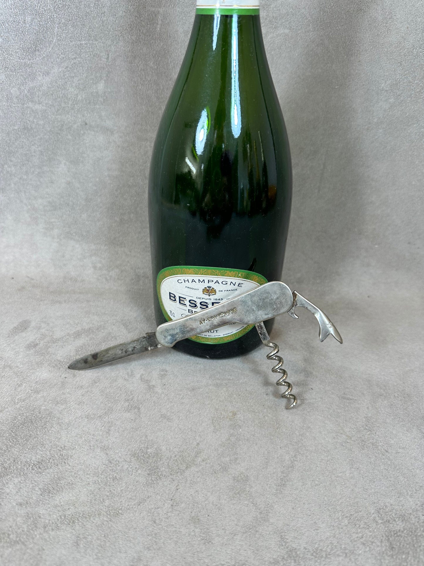Besserat de Bellefon Edouard Besserat Bottle Opener, Vintage Steel Corkscrew Made in France, Wine Collectors, French Wine