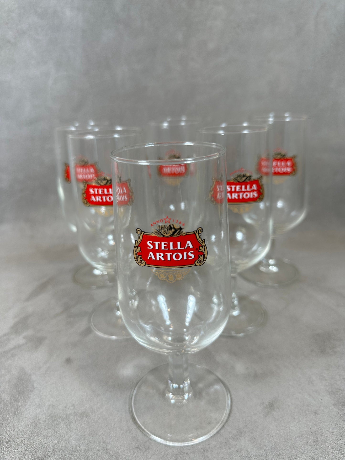 Set of 6 vintage Stella Artois glass beer glasses