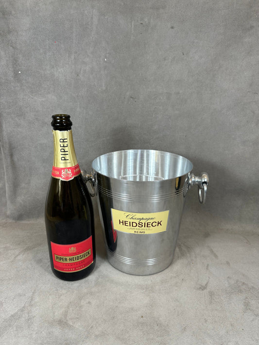 Seau à champagne vintage  Heidsieck en aluminium Années 1980
