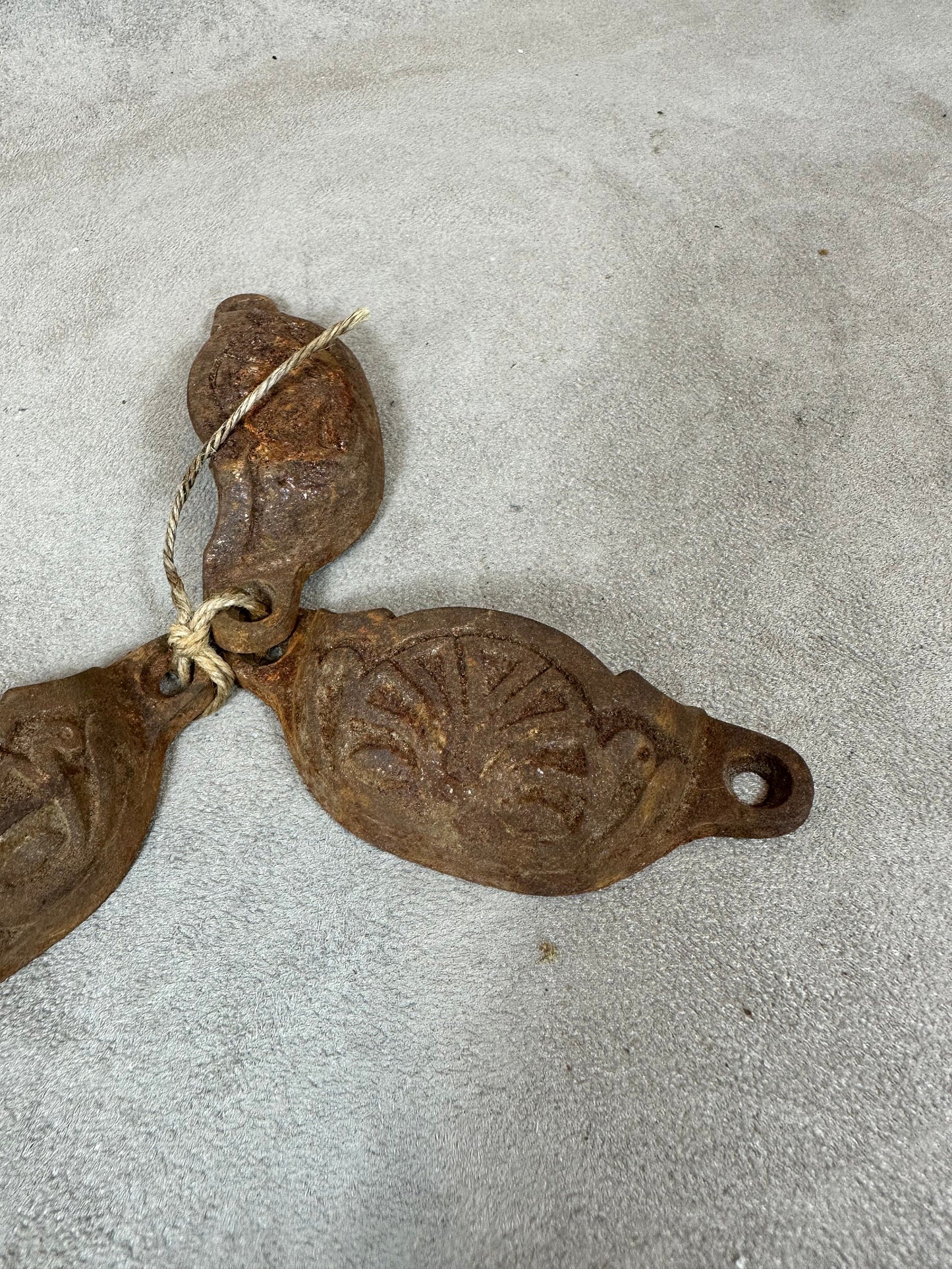 Set of 3 old cast iron furniture handles Made in France 1900