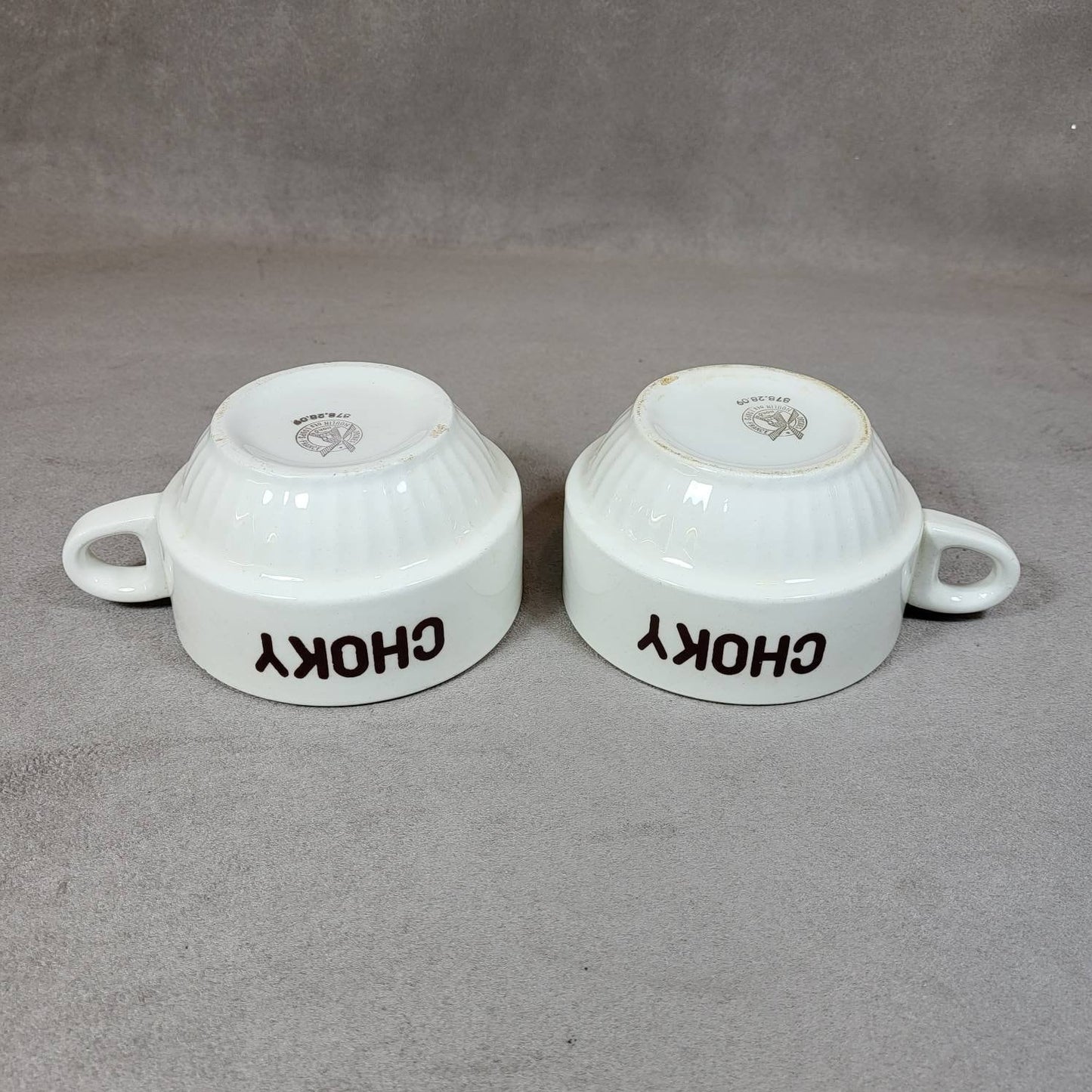 Set of 2 earthenware cups, CHOKY, by Moulin des Loups, Made in France, Vintage 1980