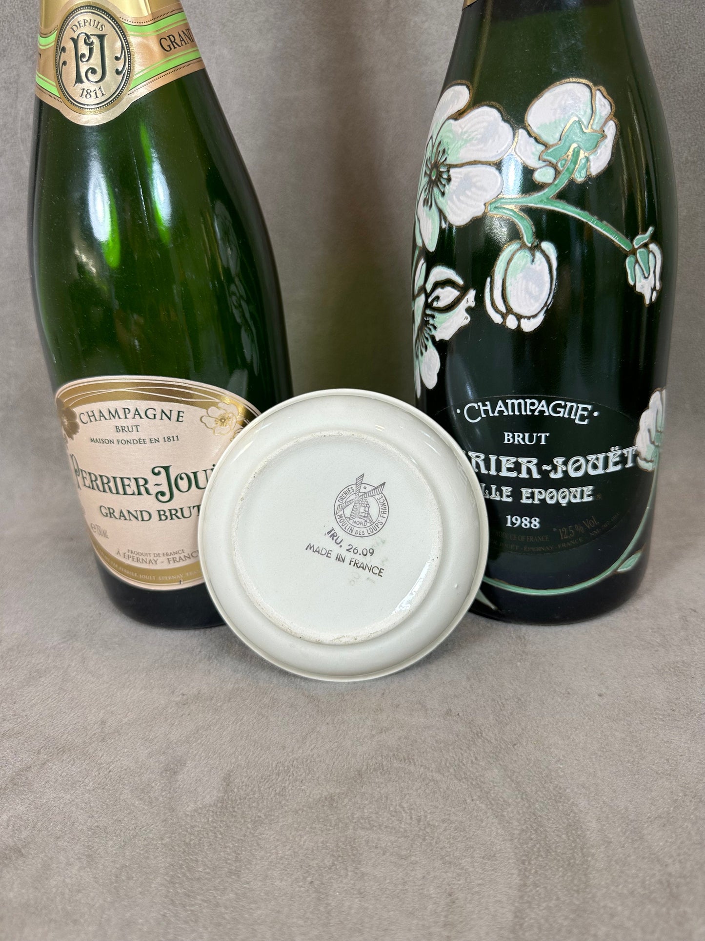 Vintage Perrier-Jouët earthenware ashtray 1960s Made in France