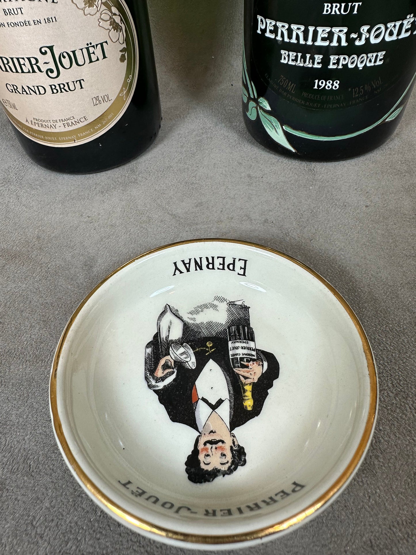 Vintage Perrier-Jouët earthenware ashtray 1960s Made in France