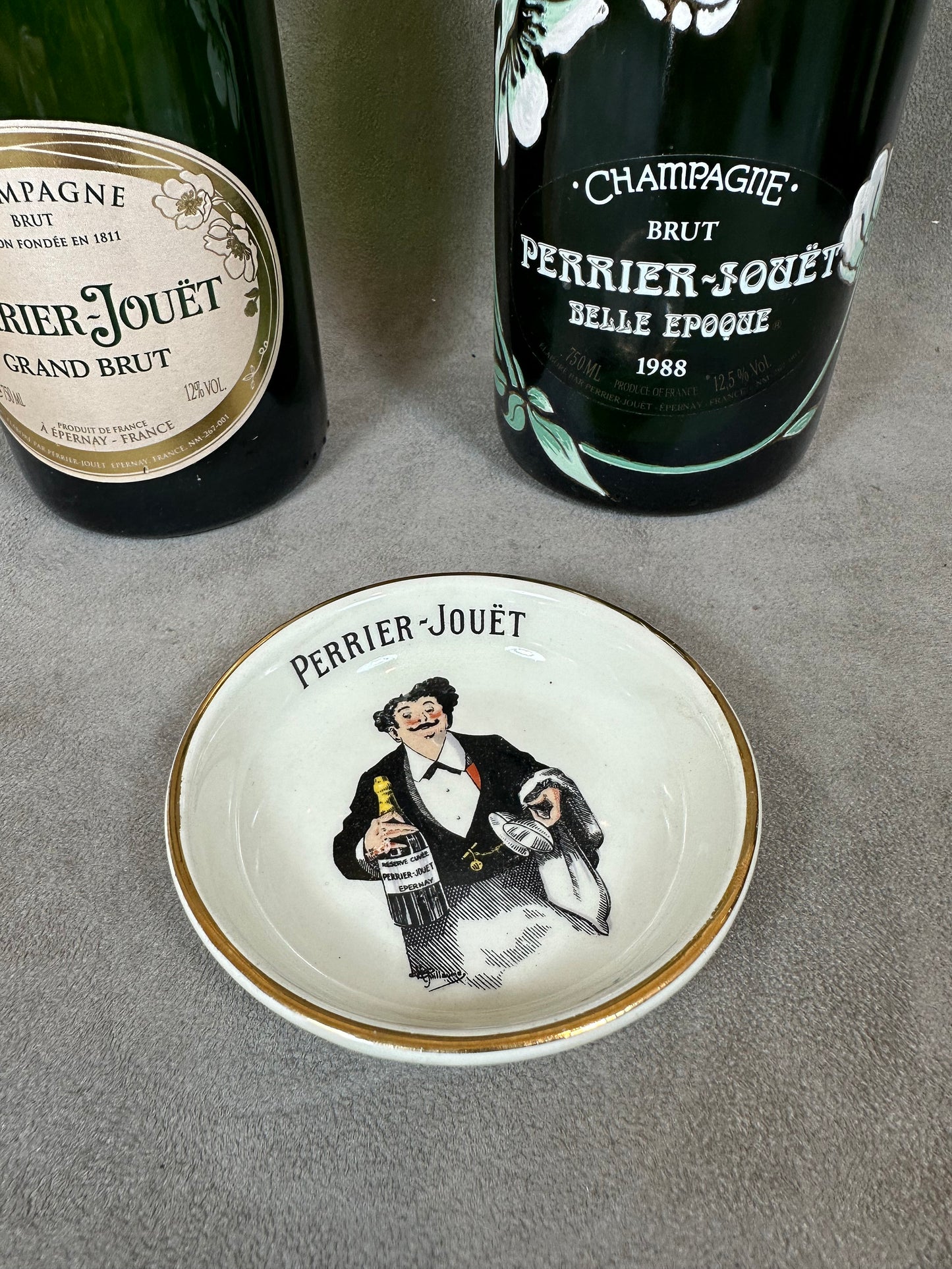 Vintage Perrier-Jouët earthenware ashtray 1960s Made in France