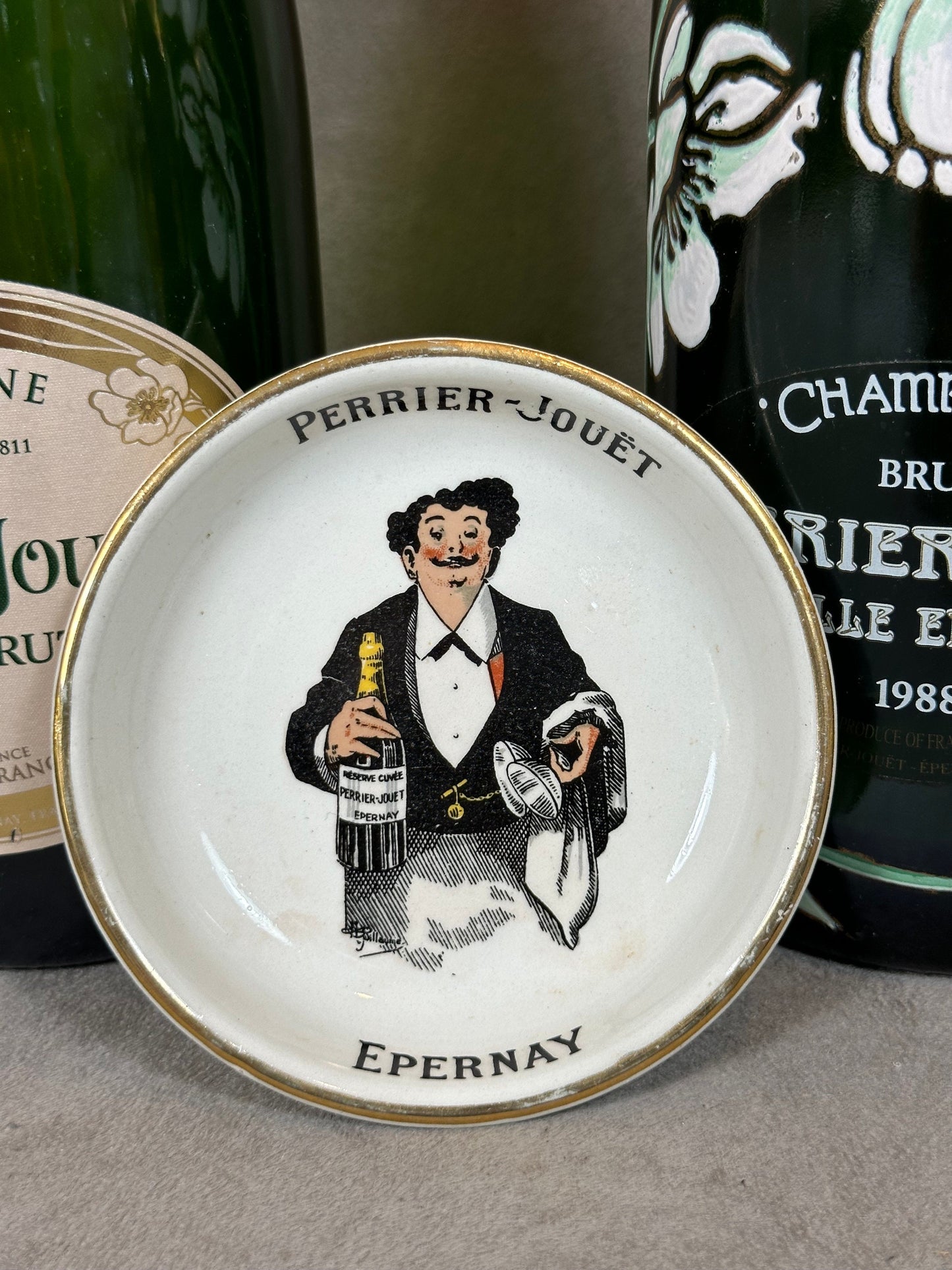 Vintage Perrier-Jouët earthenware ashtray 1960s Made in France