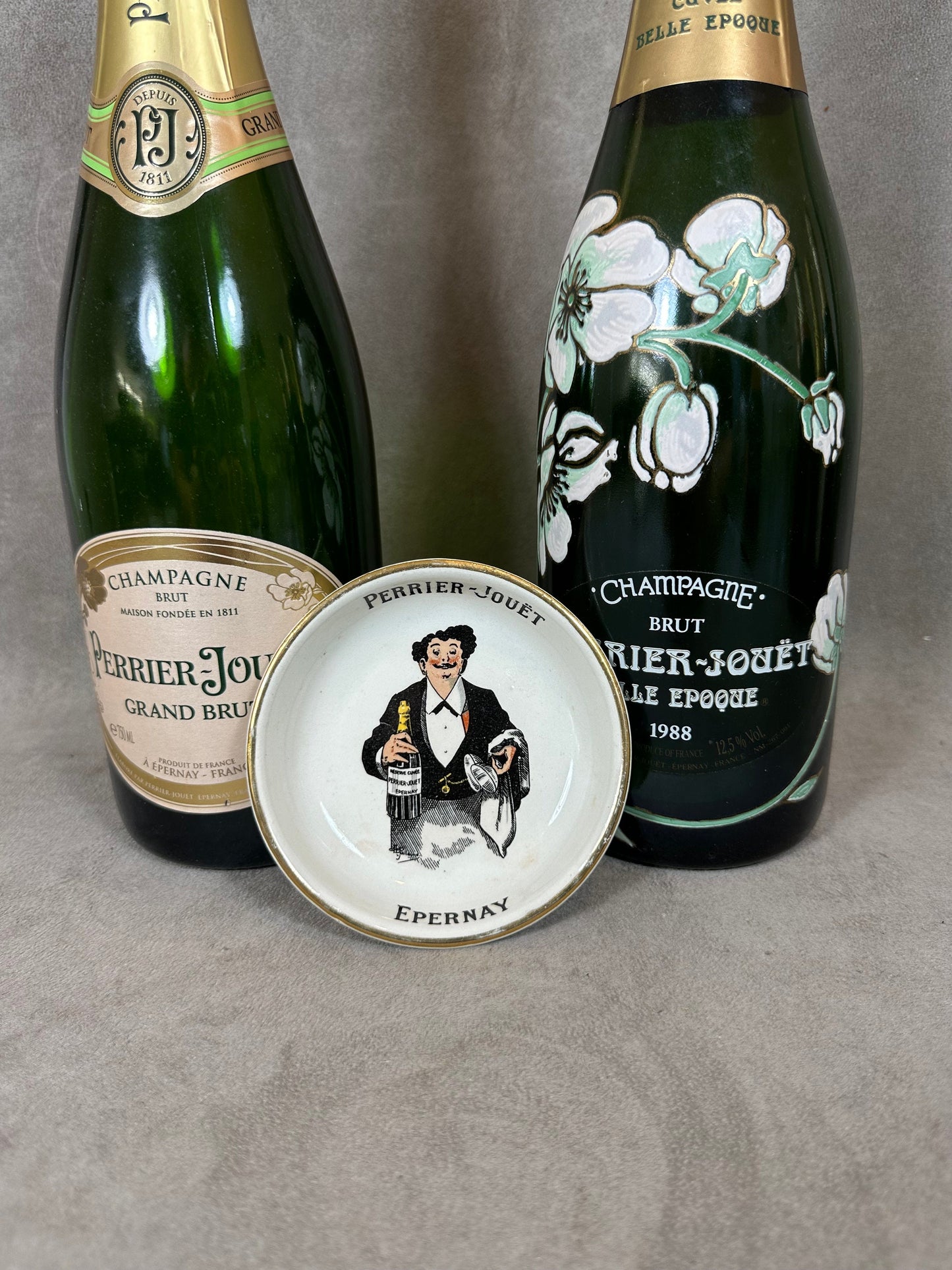 Vintage Perrier-Jouët earthenware ashtray 1960s Made in France