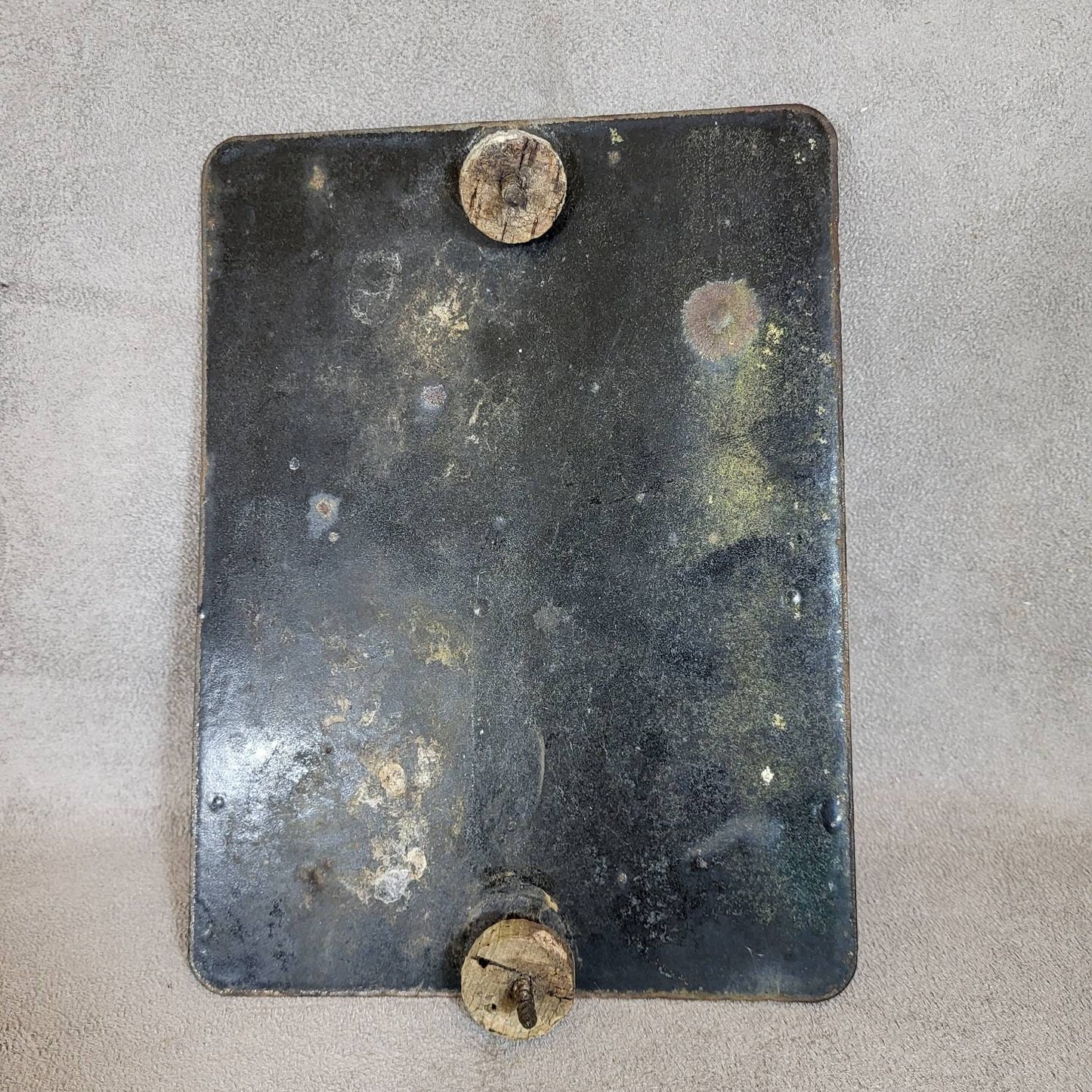 Red and white enamel plate P, Made in France, Vintage 1960