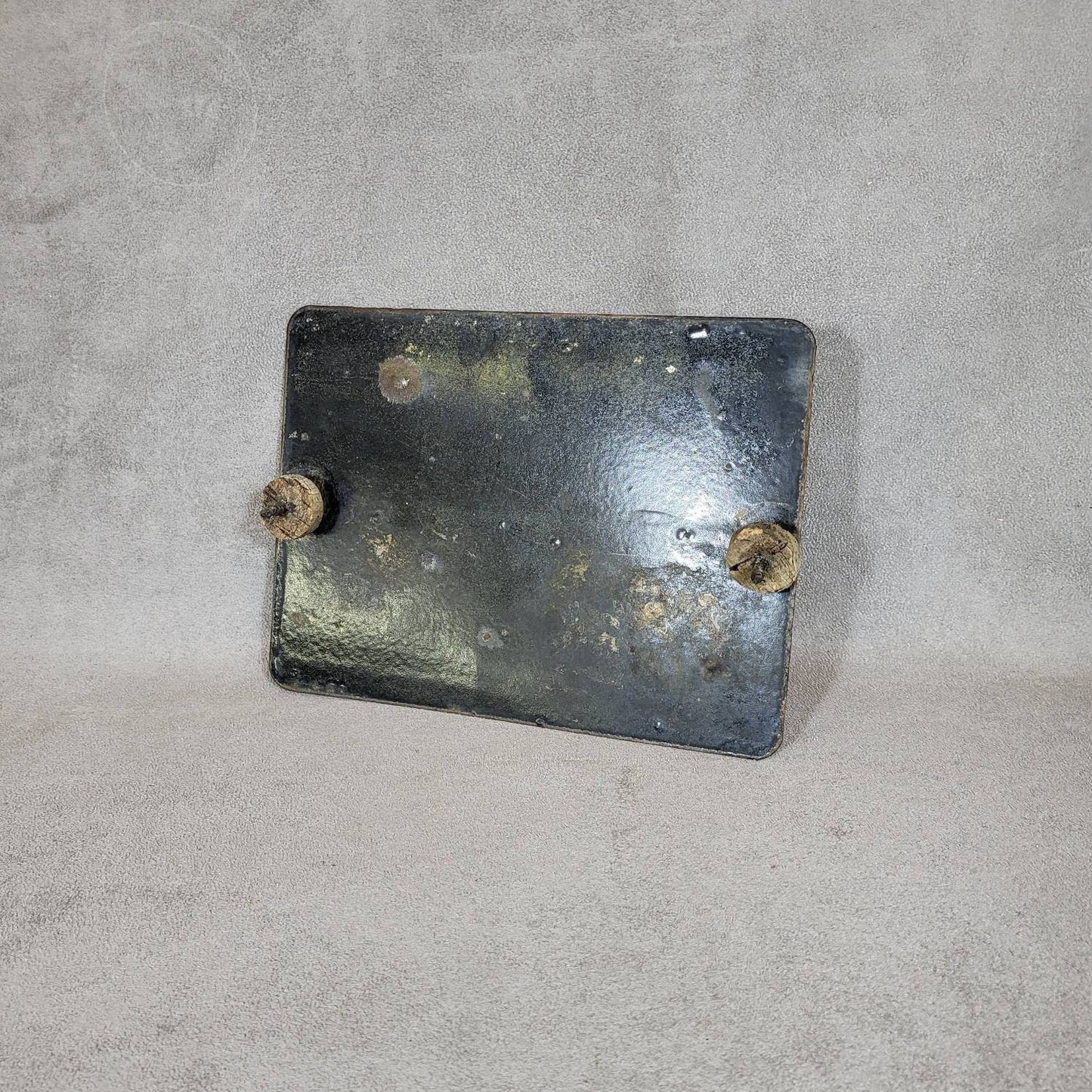 Red and white enamel plate P, Made in France, Vintage 1960