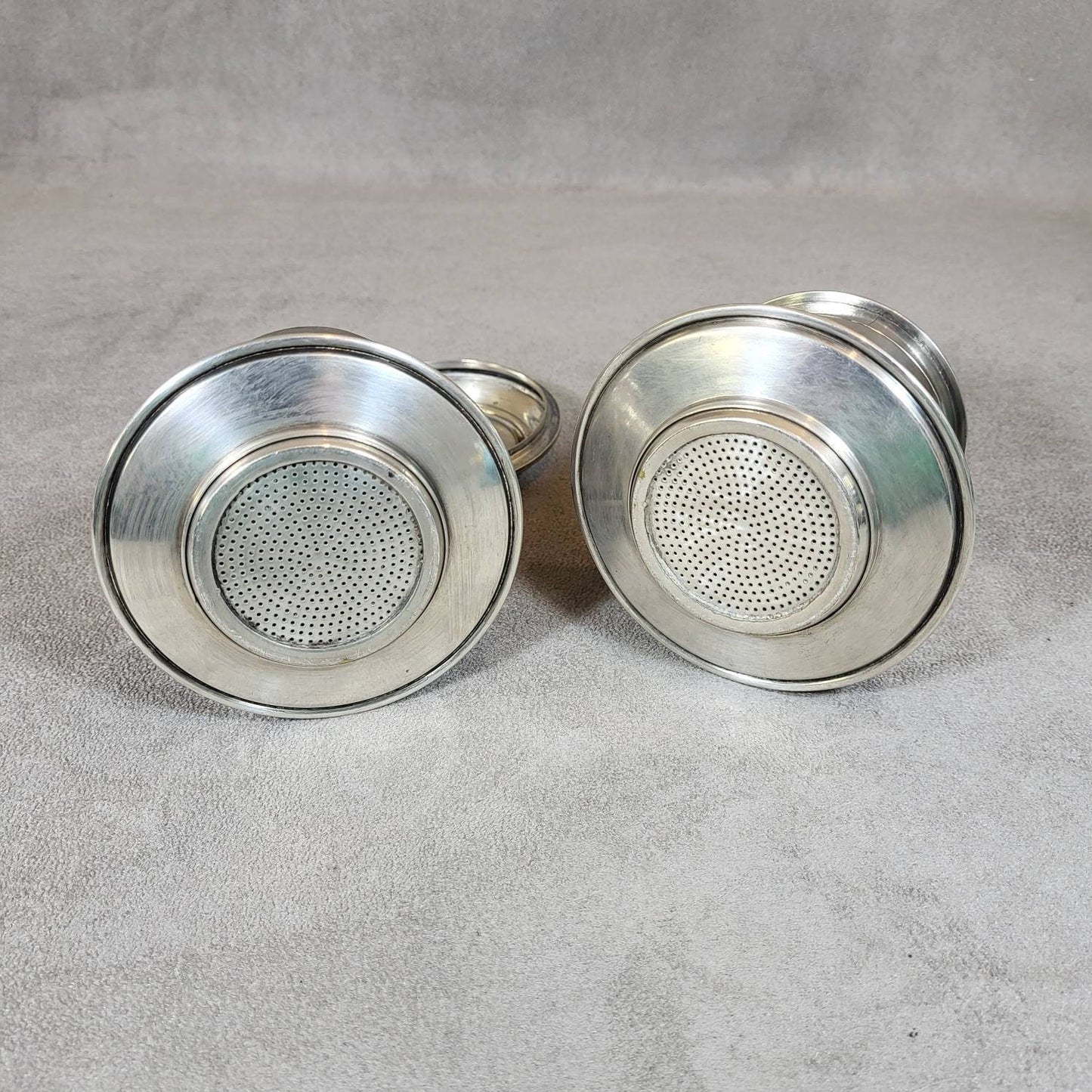 RARE Art Deco Set of 2 vintage silver metal coffee filters Made in France 1920