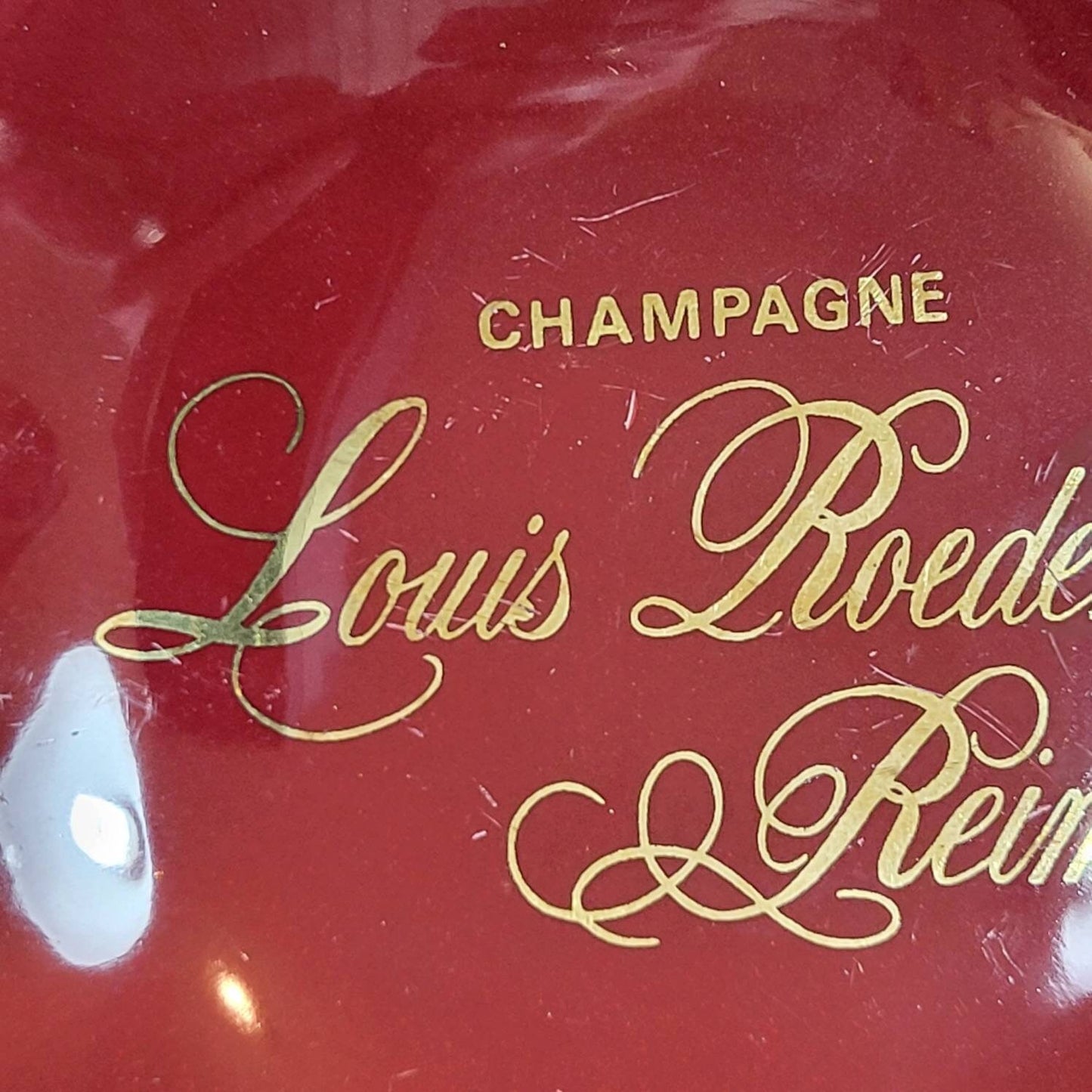 Louis Roederer Aschenbecher, Vintage-Werbeartikel, rote Keramik, Champagner, Reims, Frankreich, Vintage