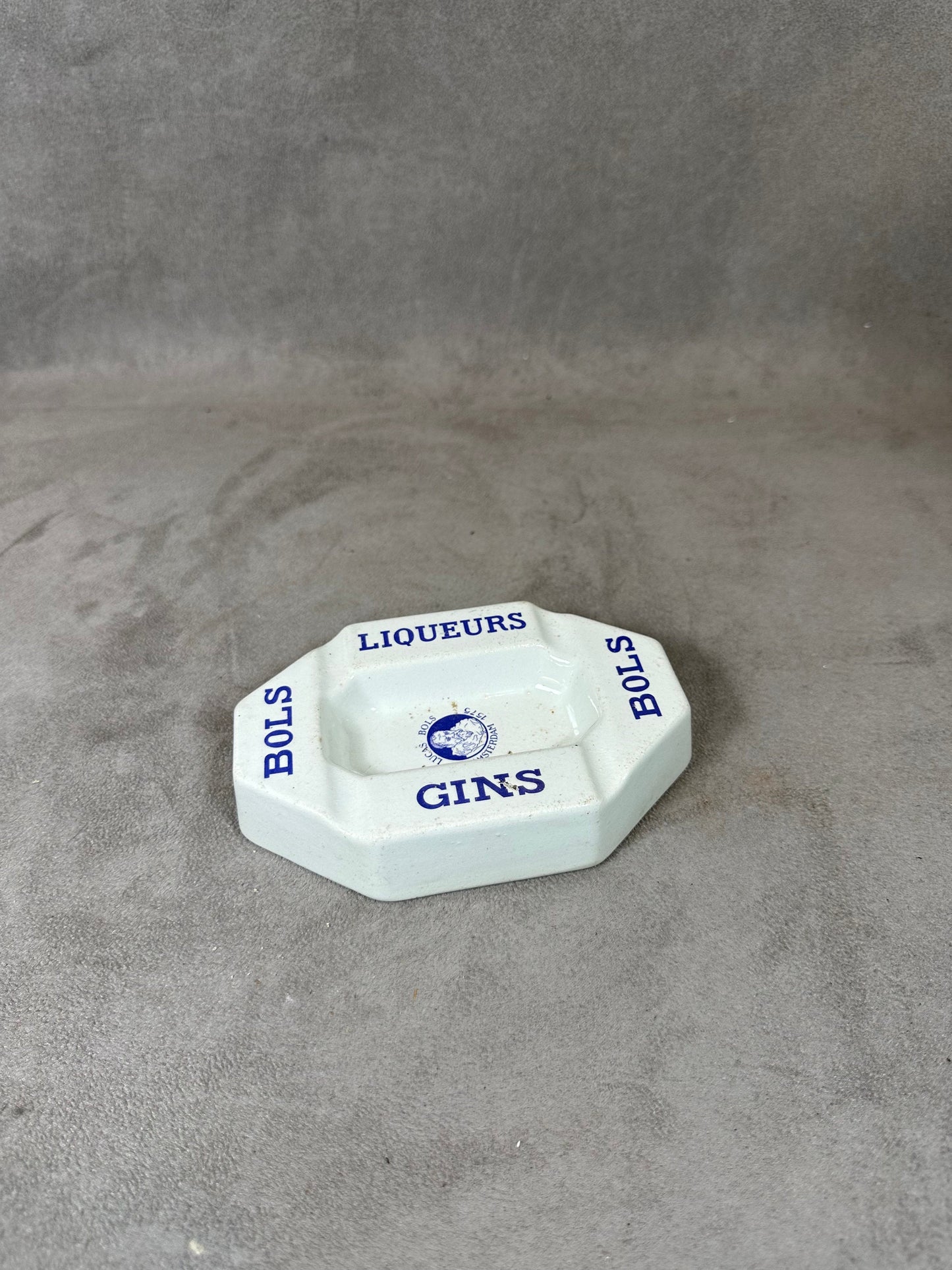 Vintage Lucas Bols liqueur gins ashtray in Keller and Guerin earthenware Made in France 1960