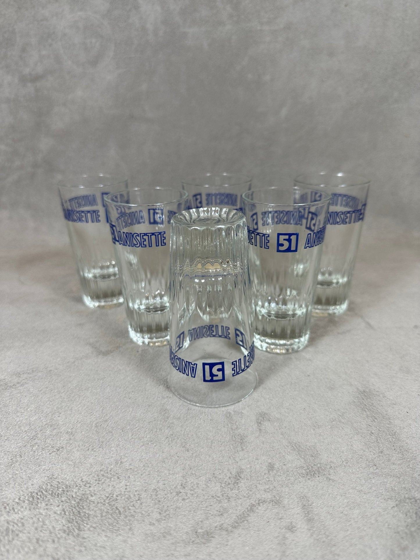 Set of 6 Pastis glasses Pastis 51 in vintage retro glass Made in France 1970s