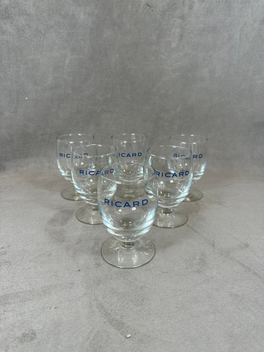 Lot de 6 verres ballon RICARD vintage articles publicitaires | Made in France | Années 1990