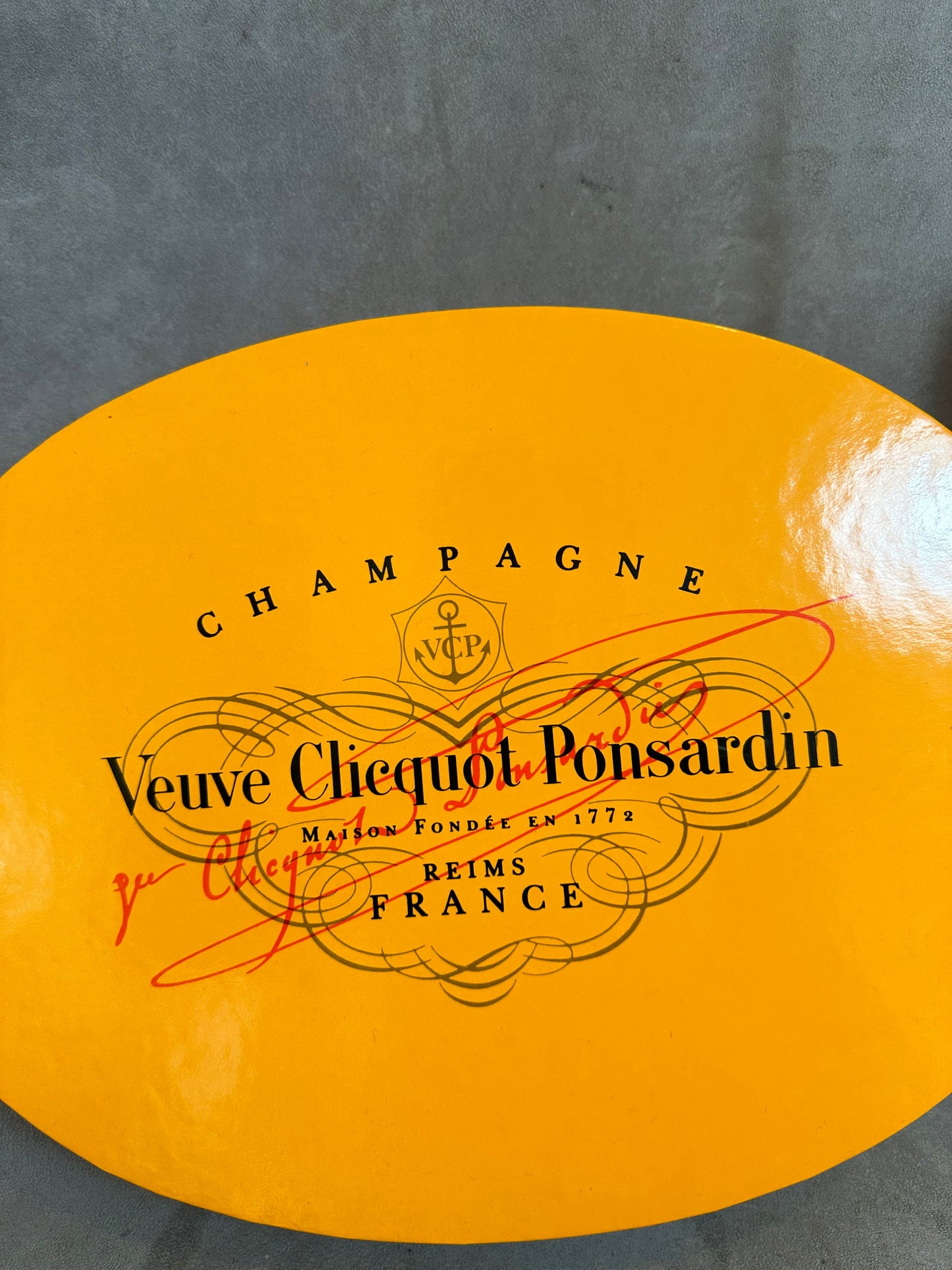 Veuve Clicquot Ponsardin Champagne Cardboard Bottle Case, Made in France, Vintage 2000