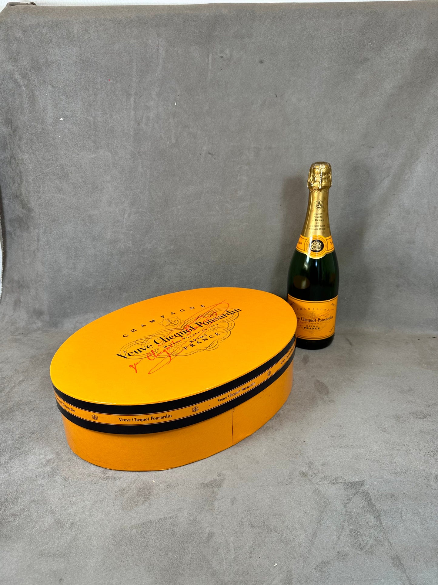 Veuve Clicquot Ponsardin Champagne Cardboard Bottle Case, Made in France, Vintage 2000